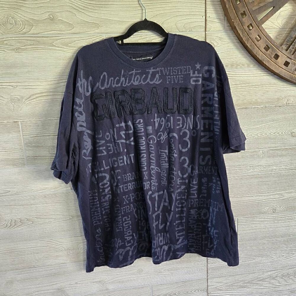 Marithe Francois Girbaud Blue Shirt Mens SZ 2X Short Sleeve Raised Logo